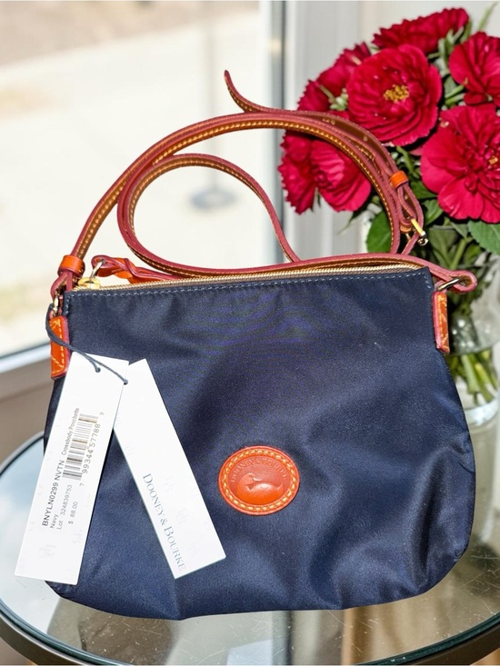 Dooney & Bourke Handbags - Dooney & Bourke Navy NWT Nylon Crossbody with Brown Leather Trim